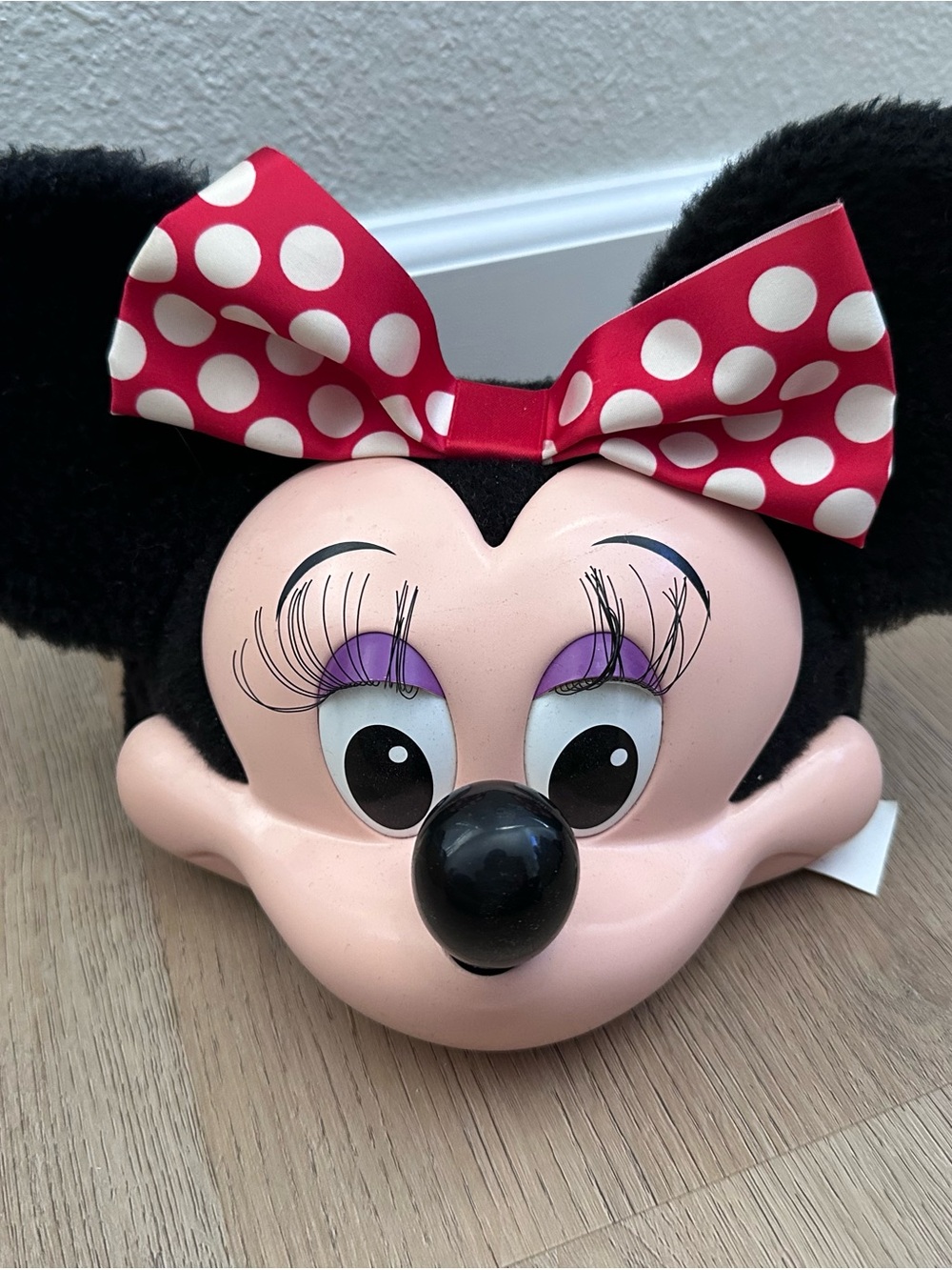 Vintage Disney Pink Minnie Hat Red Polka Dot Bow